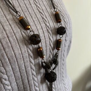 Chic Brawn and Gold Beaded Necklace